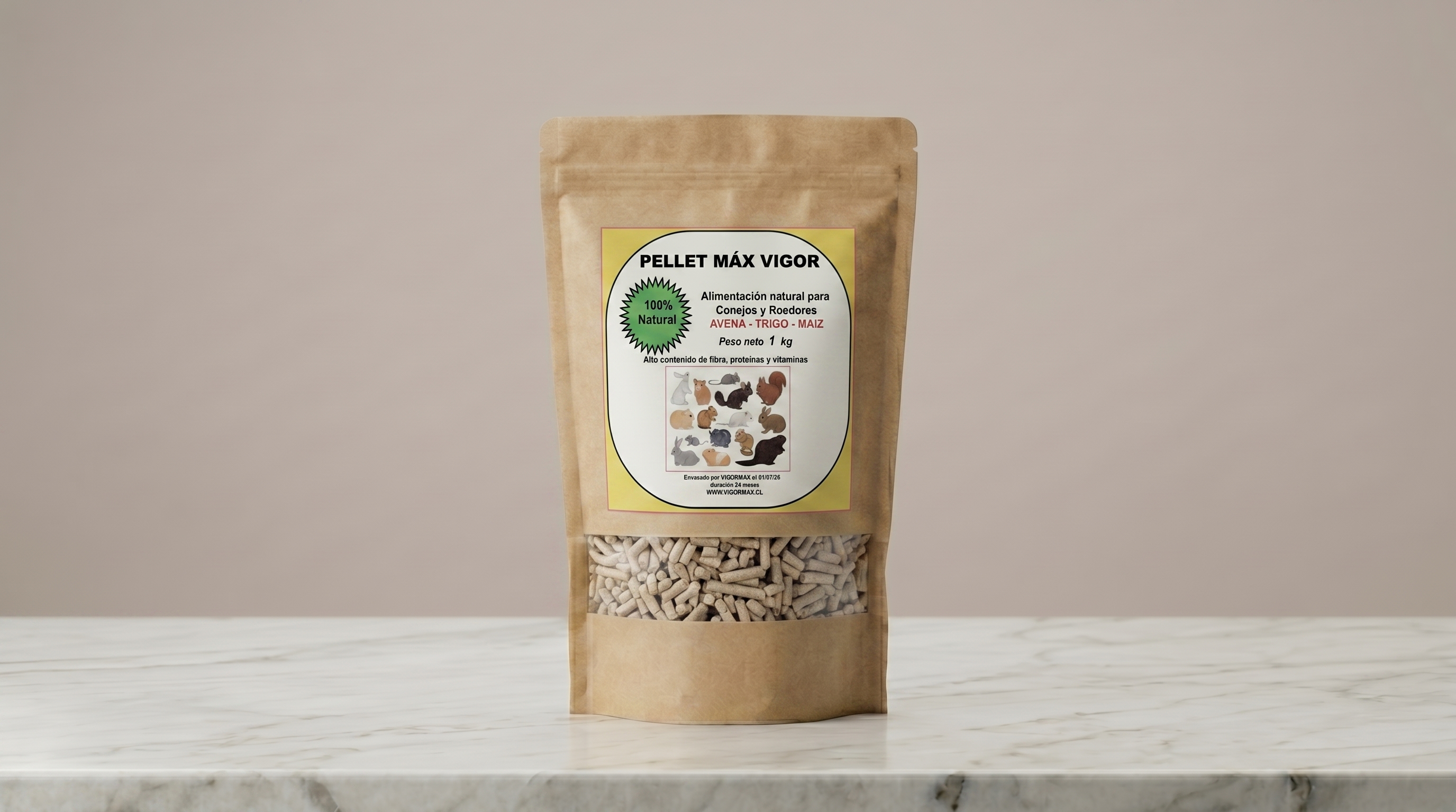 Pellet de trigo, avena y maíz formato 1 kg
